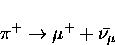 \begin{displaymath}
\pi^{+} \rightarrow \mu^+ + \bar{\nu_{\mu}}\end{displaymath}