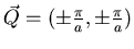 $\vec{Q} = ( \pm \frac{\pi}{a}, \pm \frac{\pi}{a} )$