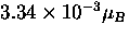 $3.34 \times 10^{-3} \mu_B$
