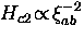 $H_{c2} \! \propto \! \xi_{ab}^{-2}$
