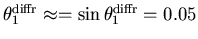 $\theta_1^{\rm diffr} \approx = \sin \theta_1^{\rm diffr} = 0.05$