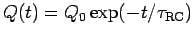 $Q(t) = Q_0 \exp(-t/\tau_{\rm RC})$