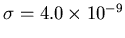 $\sigma =
4.0 %
\times 10^{-9}$