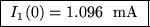 \fbox{ $I_1(0) = 1.096$ ~mA }