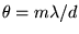 $\theta = m \lambda/d$