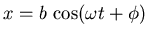 $x = b \, \cos (\omega t + \phi)$